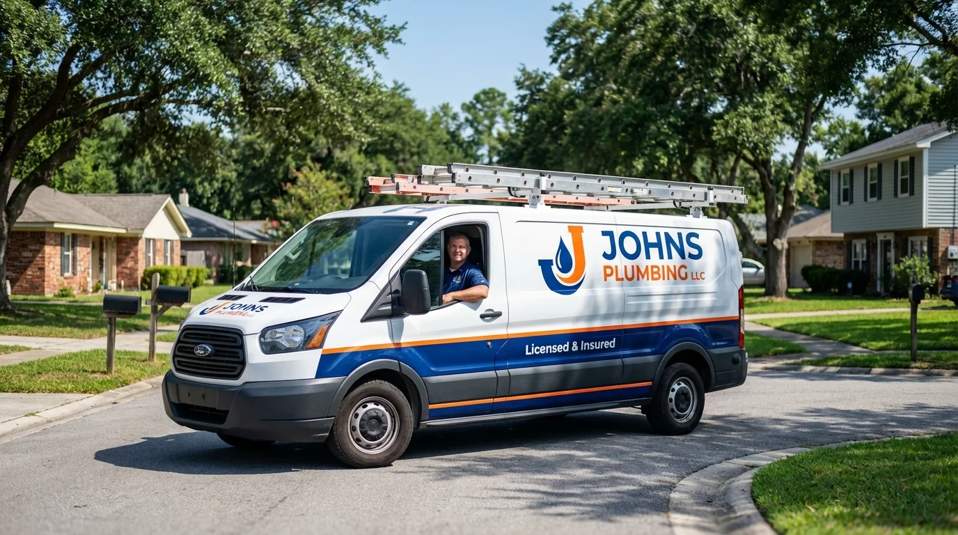 Johns Plumbing LLC service van in Paradise, PA