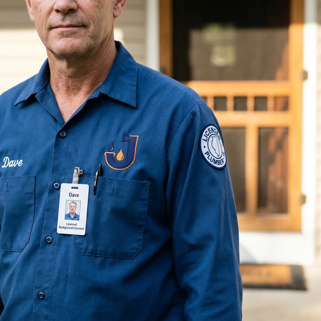 Licensed plumber showing ID badge in Paradise, PA