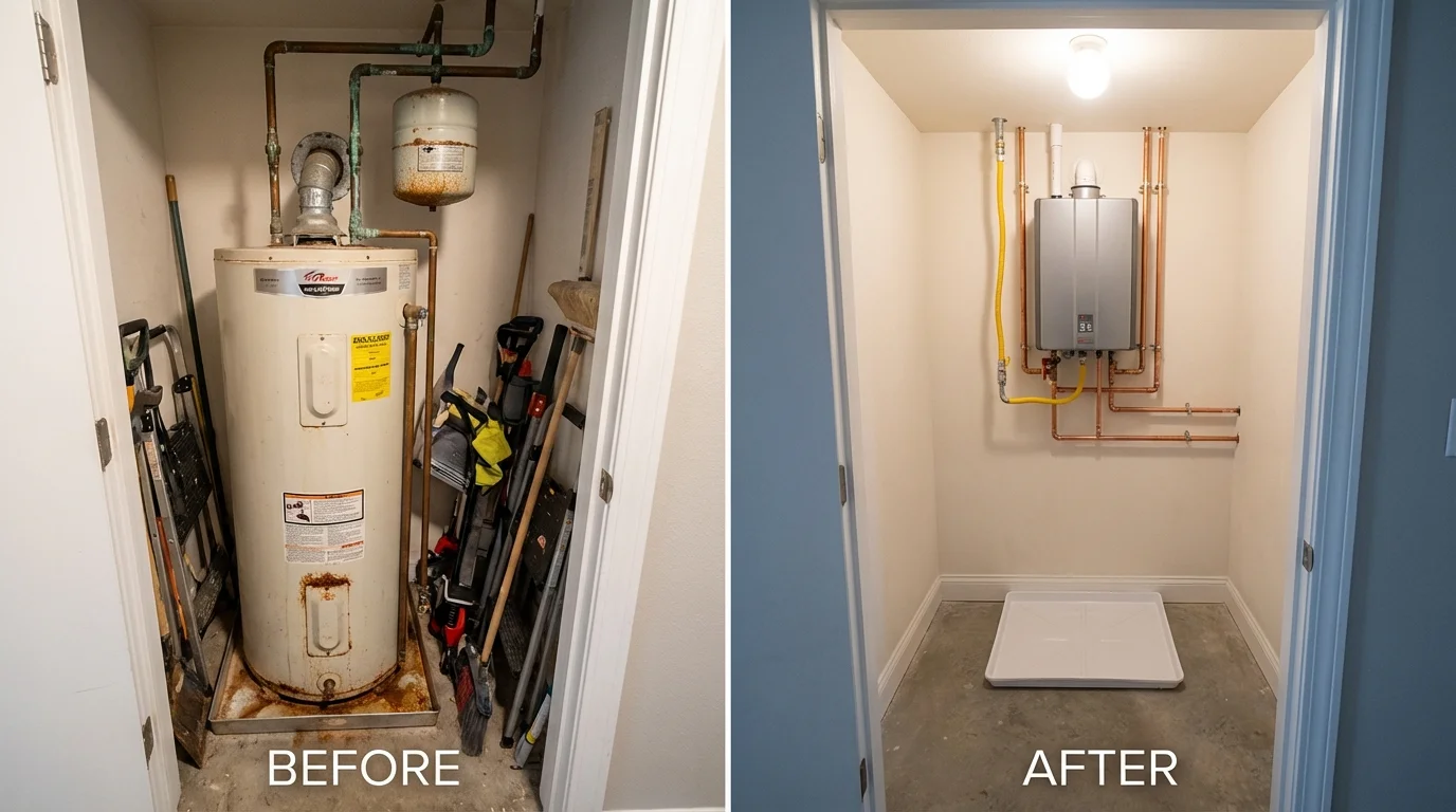 Tank water heater versus wall-mounted tankless unit comparison for Paradise, PA homeowners